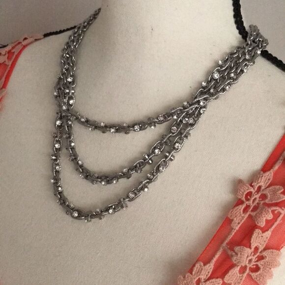Chico’s Silvertone Chain-Detail Multi Strand Necklace - Picture 8 of 12